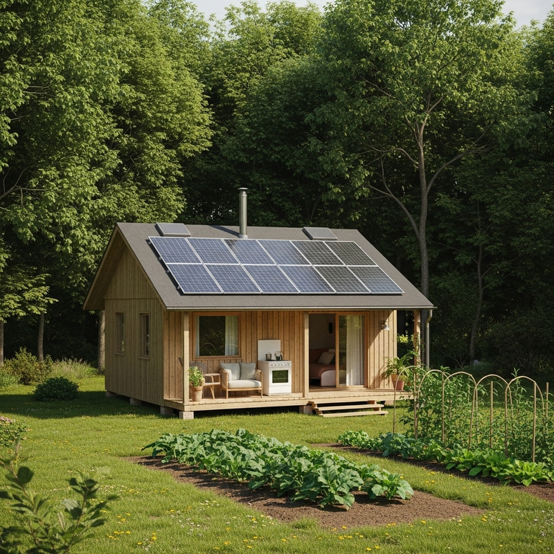 Sustainable and Minimalistic Cabin in Green Forest