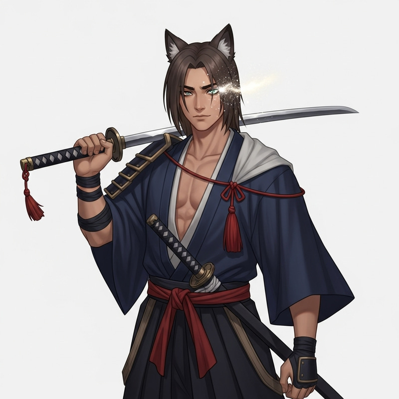 Young Middle Eastern Ronin Samurai with Trickster Personality