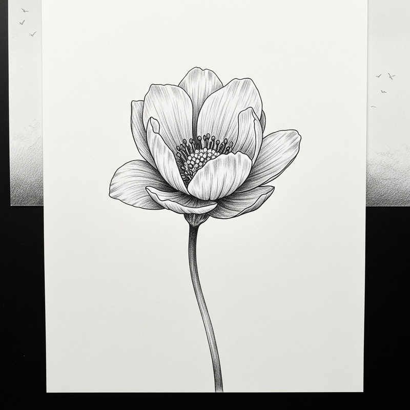 Detailed Sketch of a Beautiful Flower Detailed Sketch of a Beautiful Flower