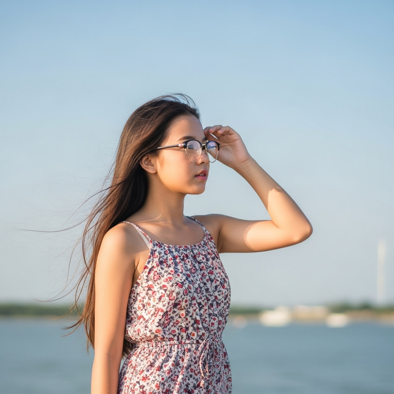 Beautiful Thai-Chinese Girl with Trendy Glasses | Outdoor Beauty