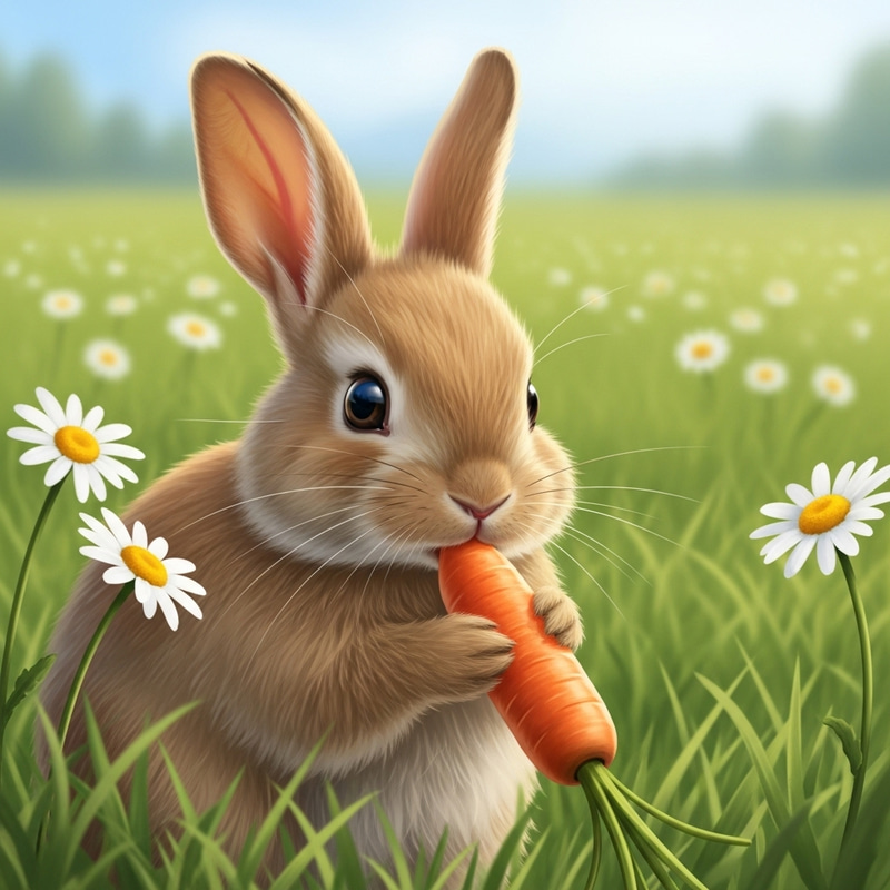 Cute Fluffy Rabbit Eating a Carrot Cute Fluffy Rabbit Eating a Carrot