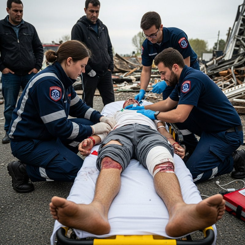 Injured Person Receiving Medical Assistance | 1 người bị thương