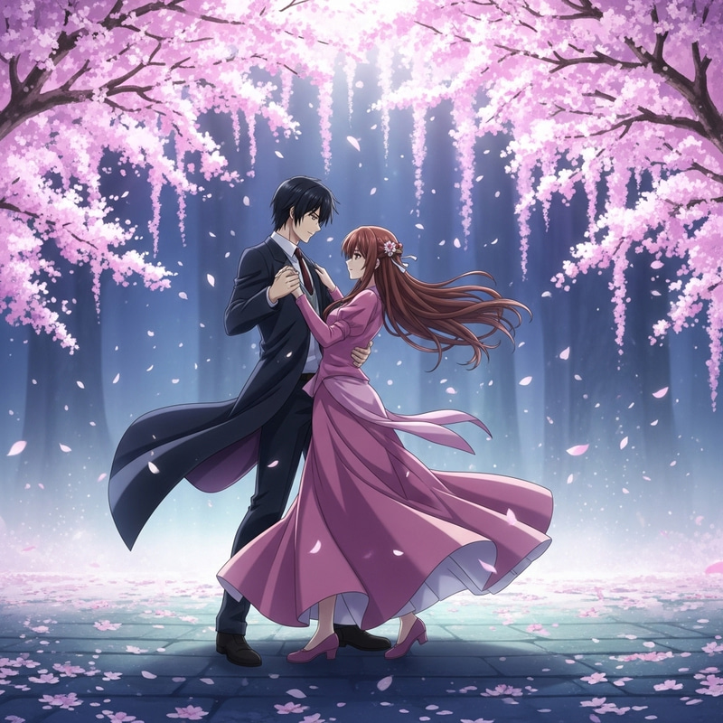 Romantic Anime Style Dancing | Cherry Blossom Scene Romantic Anime Style Dancing | Cherry Blossom Scene