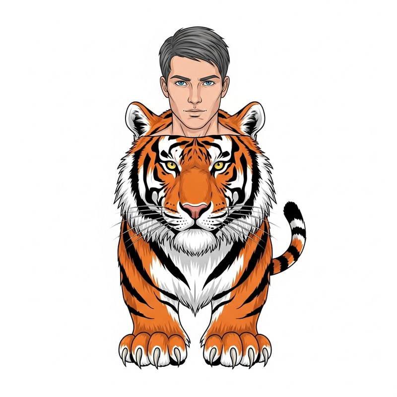 Half Human Half Tiger Character Vector Art