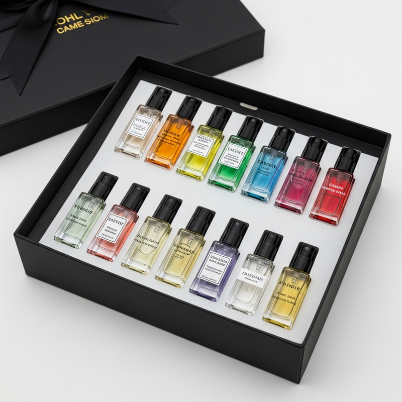 Luxury Perfume Gift Set with Black Box and Mini Flacons