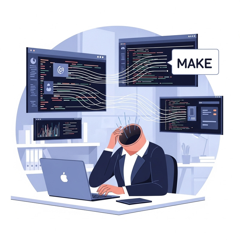 Illustration of Busy Woman Automation Expert Using Smart Task Automation