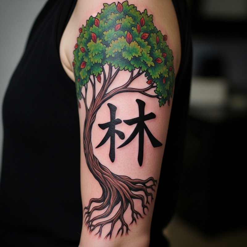 Japanese Symbol Tree Tattoo Design Ideas