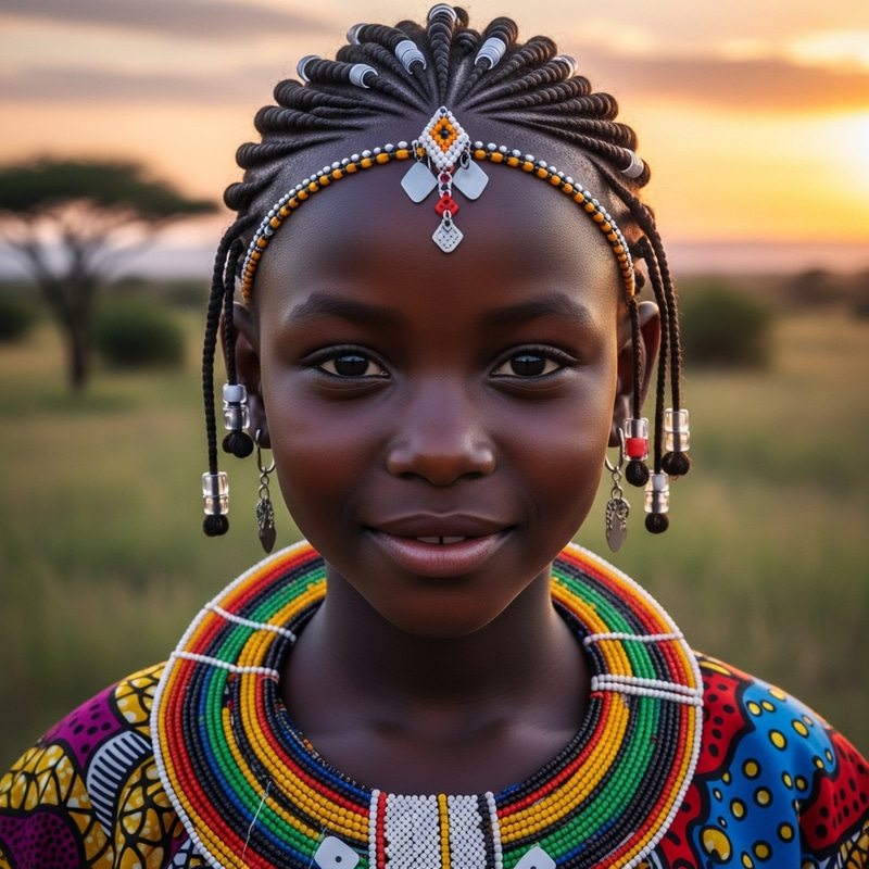 Beautiful African Girl: Showcase of Natural Beauty in Vibrant Attire