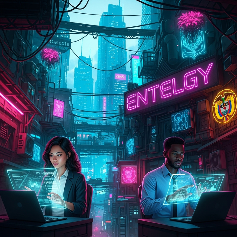 Cyberpunk Future Cityscape Wallpaper | Entelgy Cybersecurity Consultants