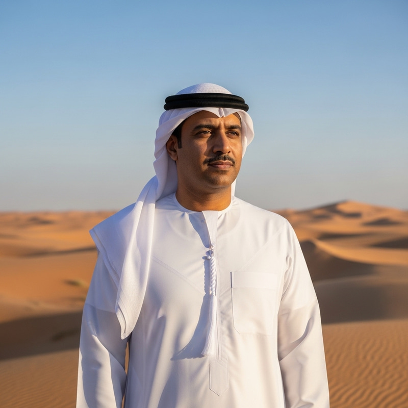 45-Year-Old Saudi Man in Traditional White Attire: Pride and Wisdom