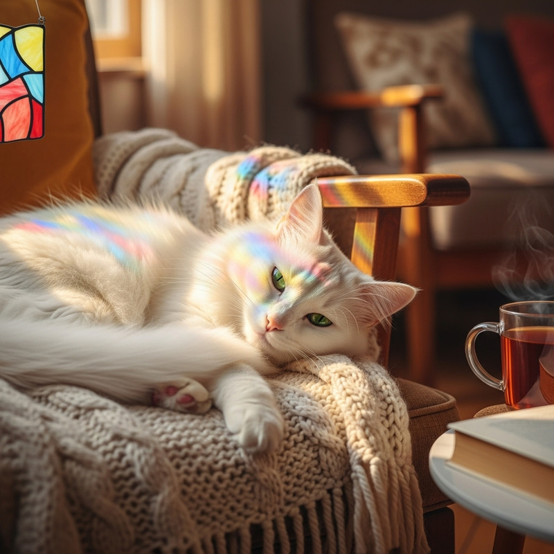 Beautiful White Cat with Green Eyes Beautiful White Cat with Green Eyes