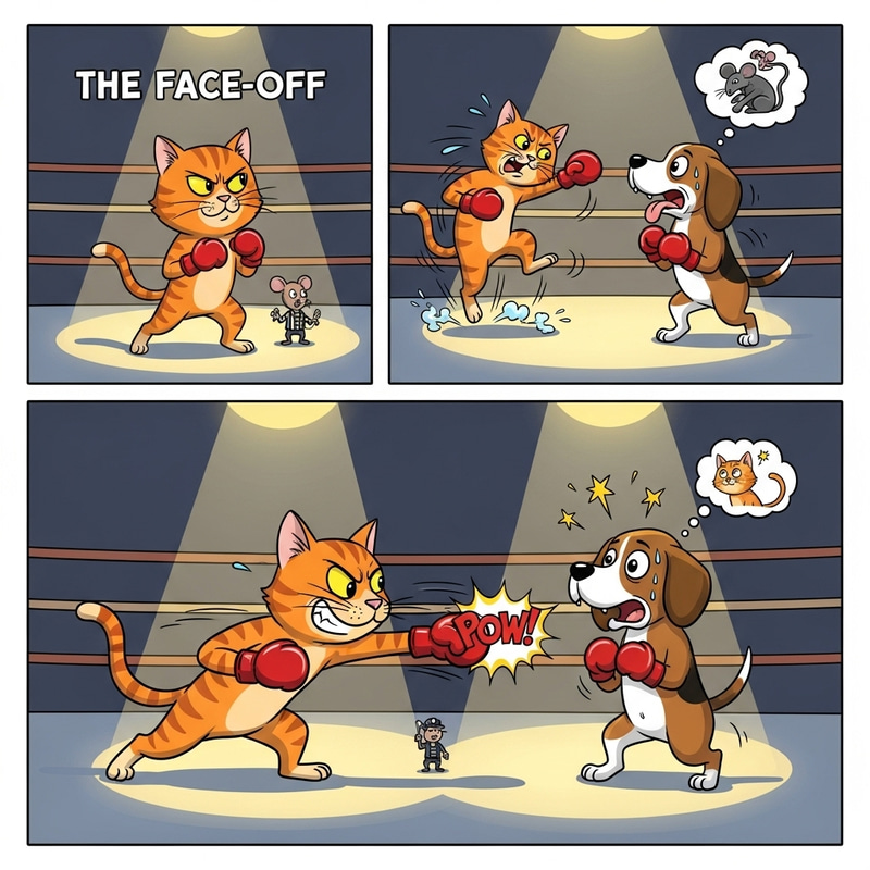 Cat and Dog Boxing: Humorous Fight Sequence Cat and Dog Boxing: Humorous Fight Sequence