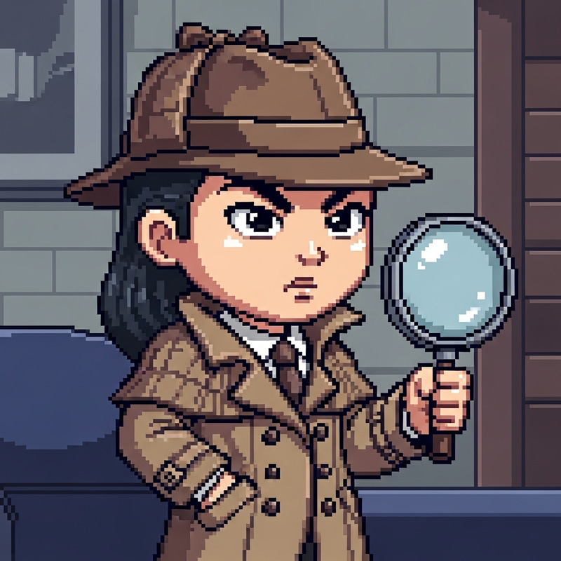 Chibi-Style Detective Character Pixel Art Chibi-Style Detective Character Pixel Art