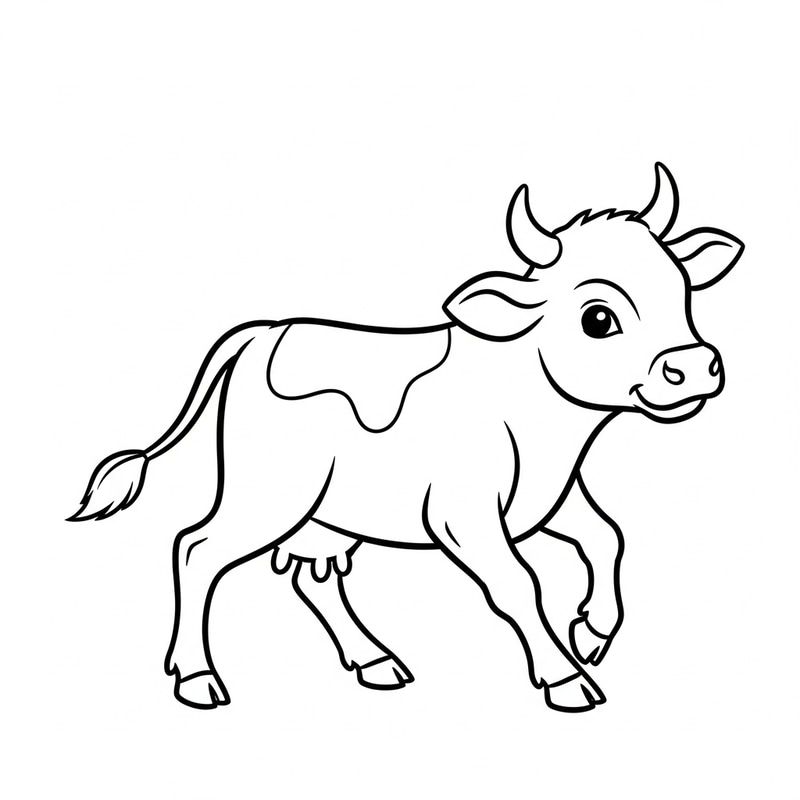 Adorable Calf Cartoon for Coloring - Classic Children's Book Style