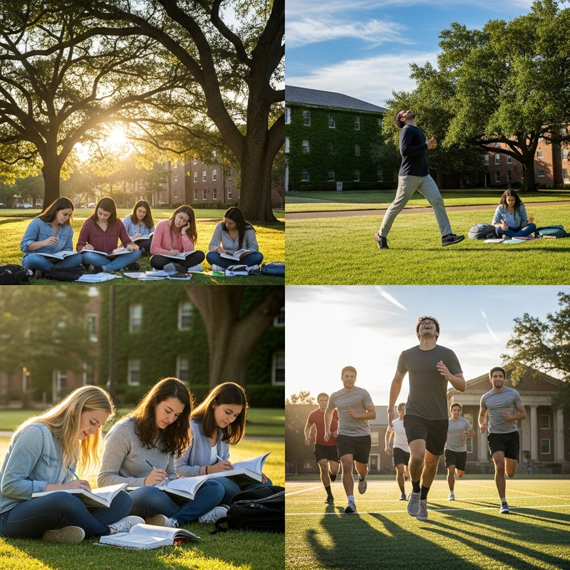 Vibrant Morning on Campus: Focus and Energy