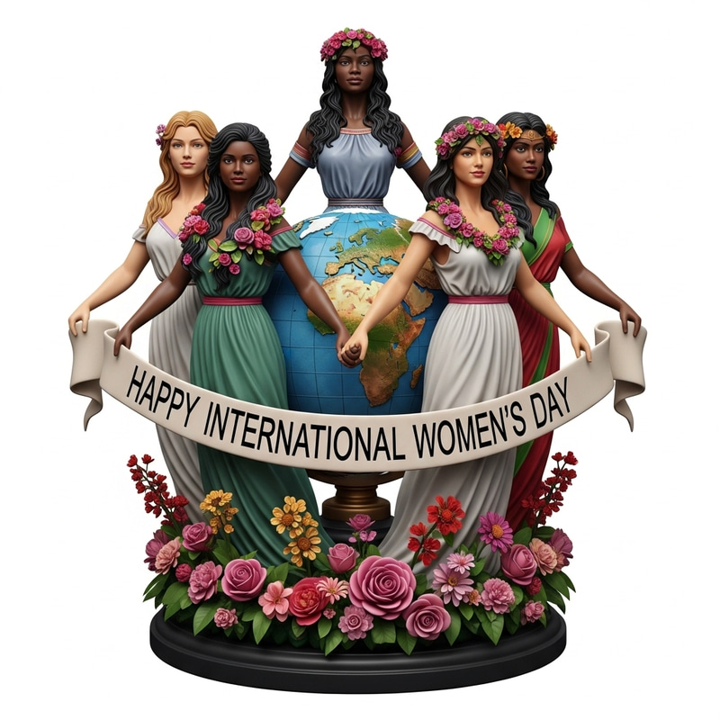 3D Sculptured Image for Happy International Women's Day Celebration