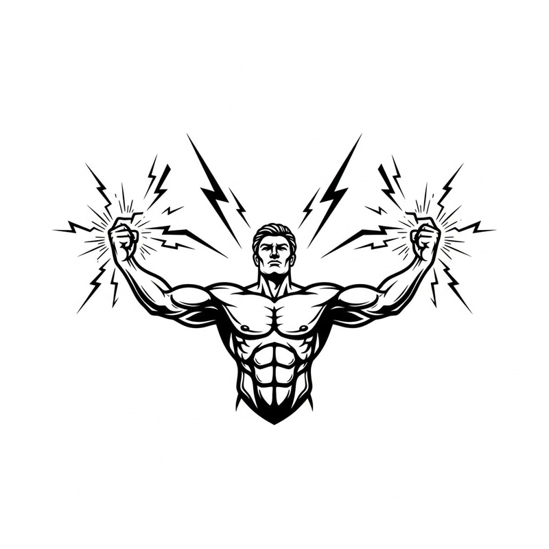 Muscular Figure Creating Lightning - Greek Mythology Logo