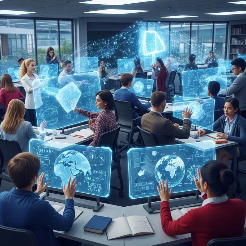 Futuristic Virtual Classroom: Diverse Students Engaged Futuristic Virtual Classroom: Diverse Students Engaged