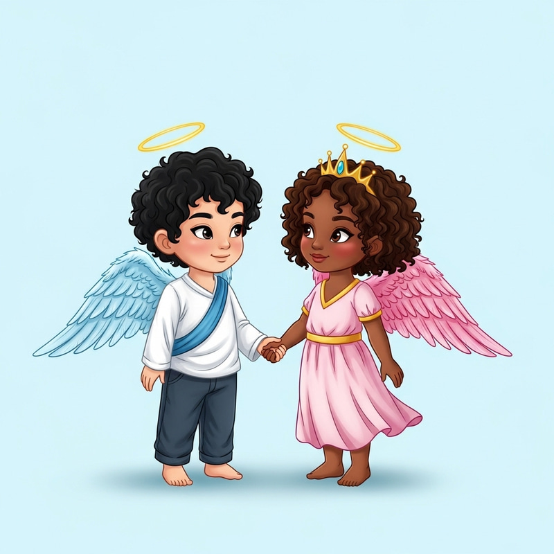 Charming Asian Boy and Morena Girl as Angelic Children Charming Asian Boy and Morena Girl as Angelic Children