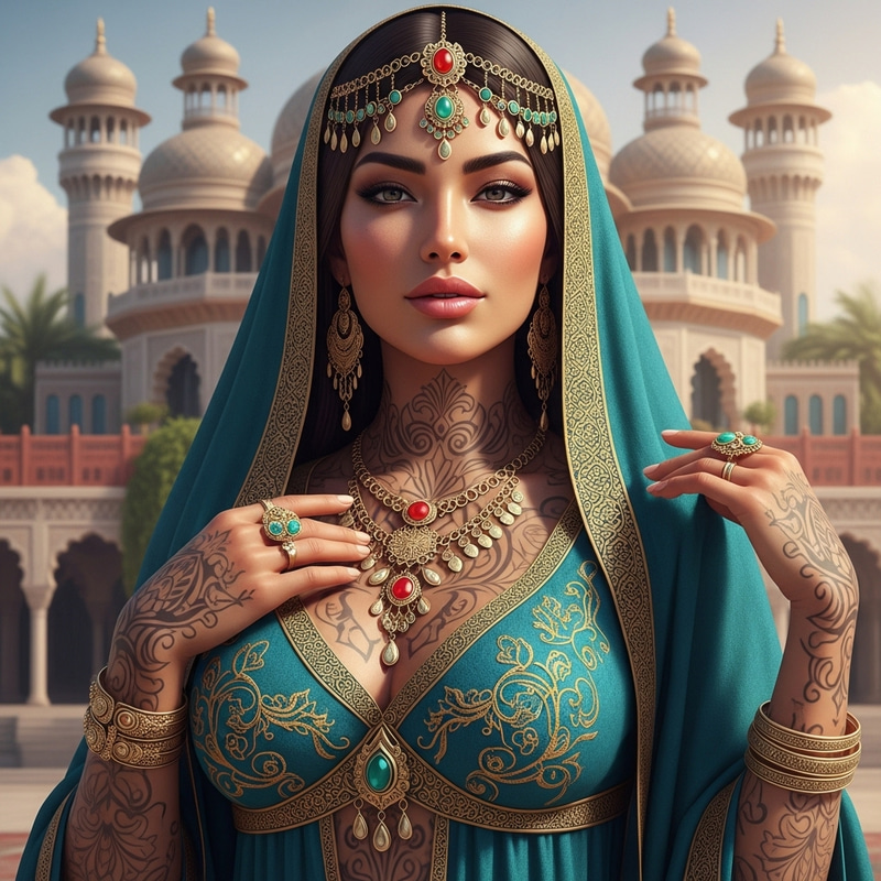 Hyper-Realistic Princess Jasmine with Exquisite Tattoos Hyper-Realistic Princess Jasmine with Exquisite Tattoos