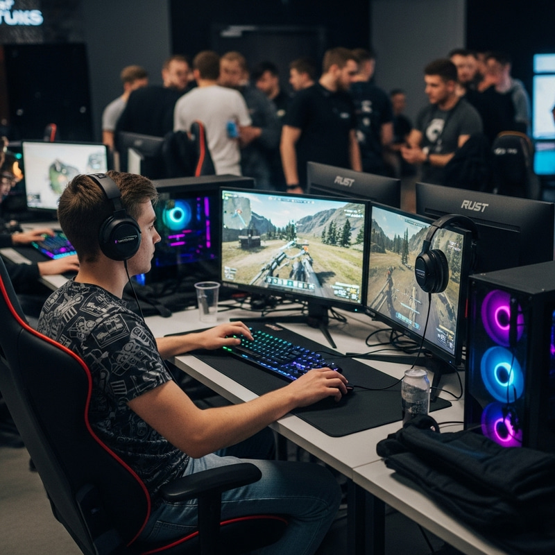 Experience the World of Rust with a Dedicated Gamer - Gaming Setup Scene Experience the World of Rust with a Dedicated Gamer - Gaming Setup Scene