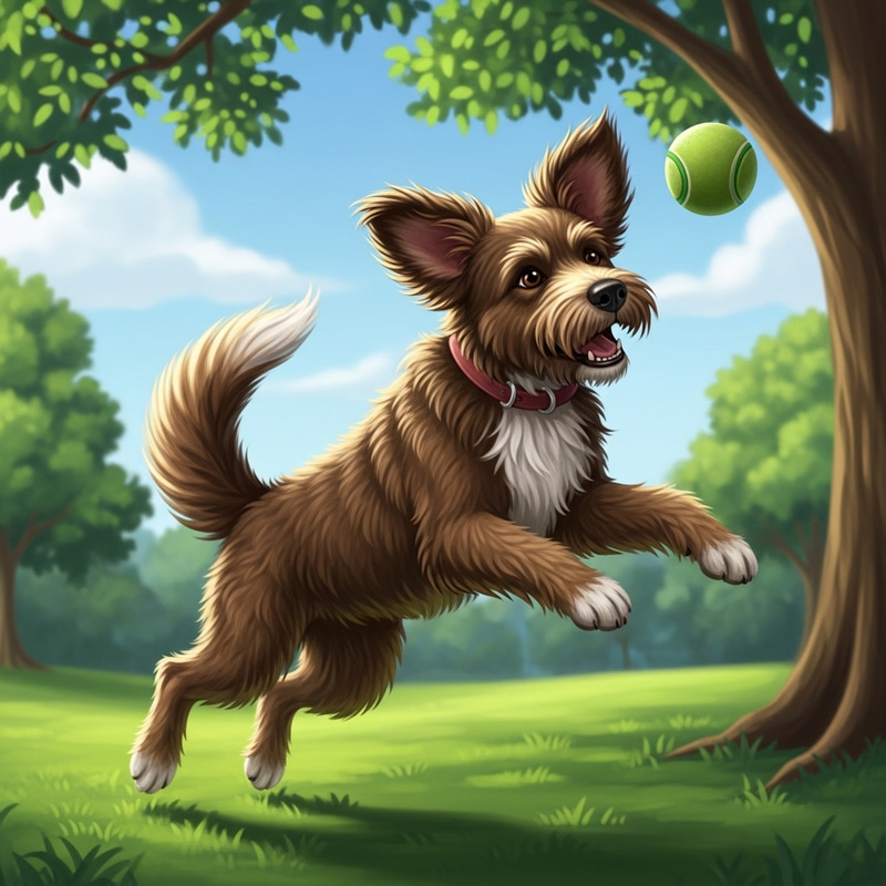 Playful Brown Dog Playing in Park Playful Brown Dog Playing in Park