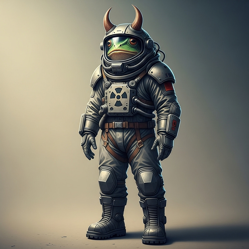 Horned Frog-Man in Radiation Suit - Fantasy Fusion Imagery