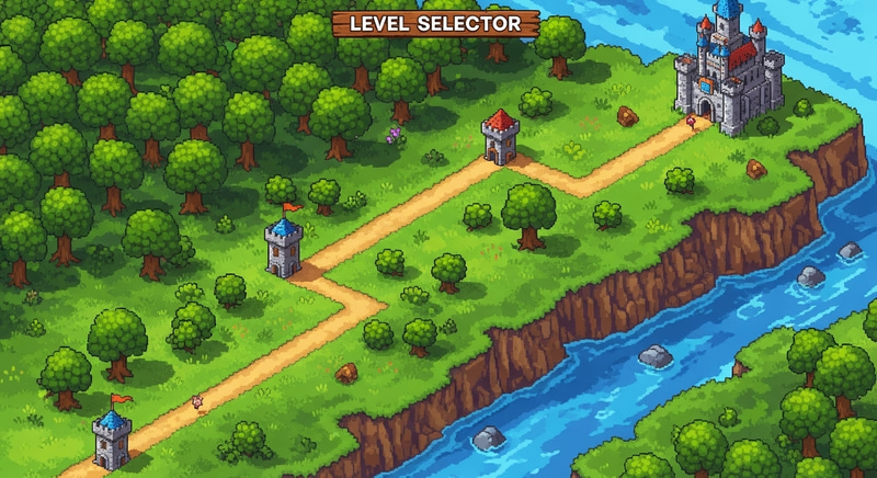 Pixelated Level Selector Map: Adventure Awaits Pixelated Level Selector Map: Adventure Awaits