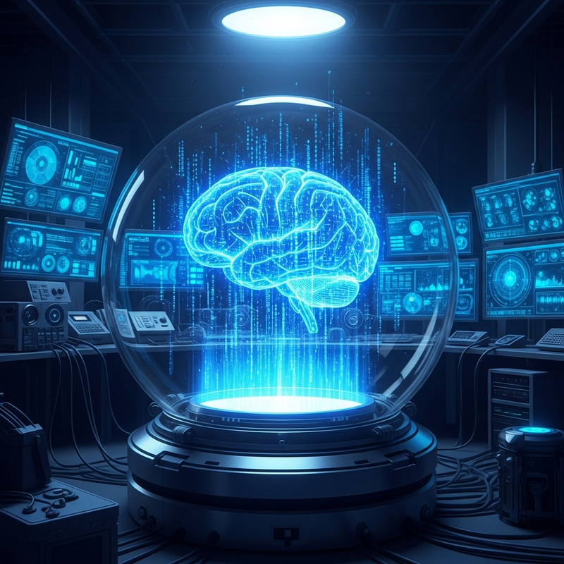 Cerebro - Super-Advanced AI Brain in Glass Sphere