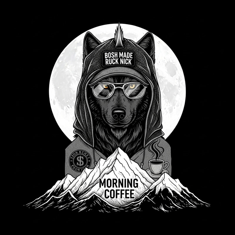 Punk Wolf Under Full Moon - Unique Art Design Punk Wolf Under Full Moon - Unique Art Design