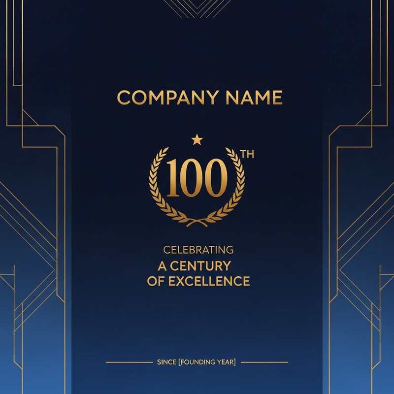 100th Anniversary Company Poster in Blue and Yellow with Textured Design 100th Anniversary Company Poster in Blue and Yellow with Textured Design