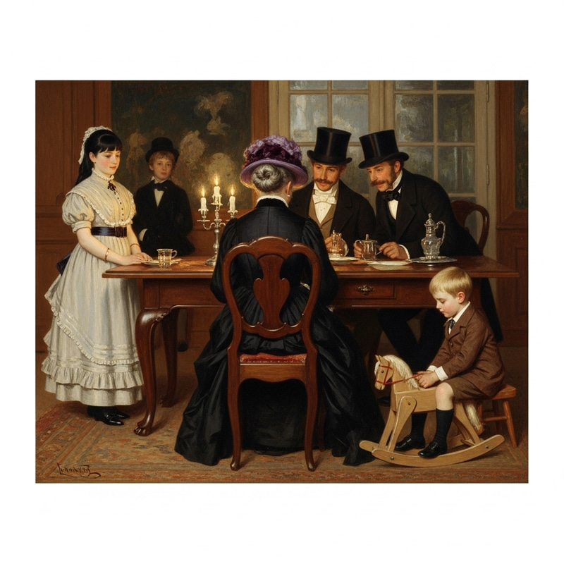 Victorian Tea Party with Aristocrats in Impressionistic Scene Victorian Tea Party with Aristocrats in Impressionistic Scene