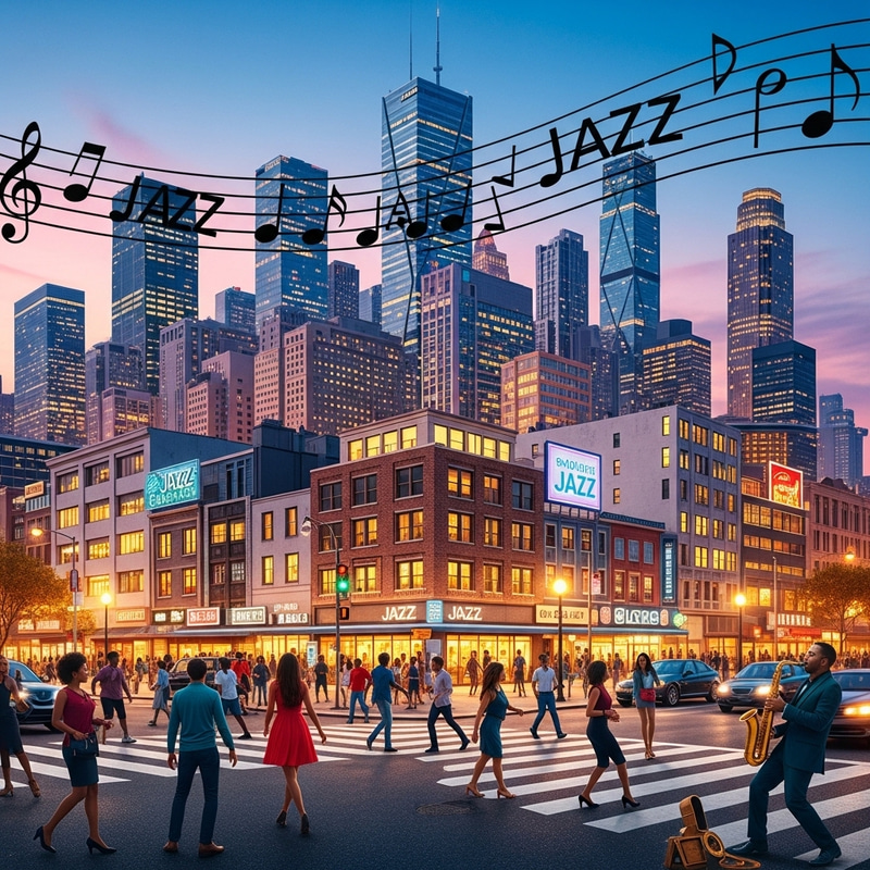 Urban Jazz Symphony: Vibrant Cityscape Experience Urban Jazz Symphony: Vibrant Cityscape Experience