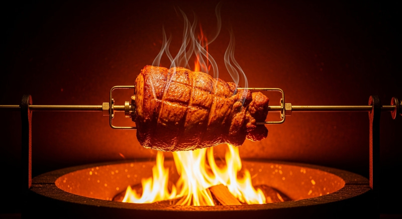Succulent Spit-Roasted Meat | Vibrant Culinary Artistry