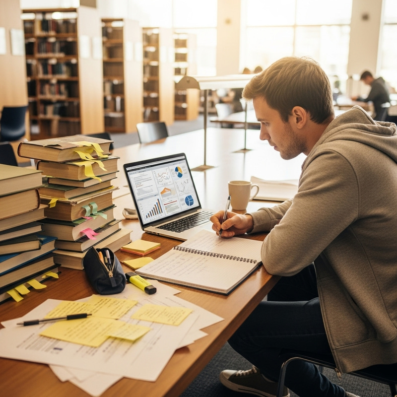 Student Collecting Data in Library Student Collecting Data in Library