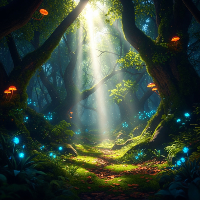 Enchanting Mystical Forest: Vibrant Colors & Brilliant Light Enchanting Mystical Forest: Vibrant Colors & Brilliant Light