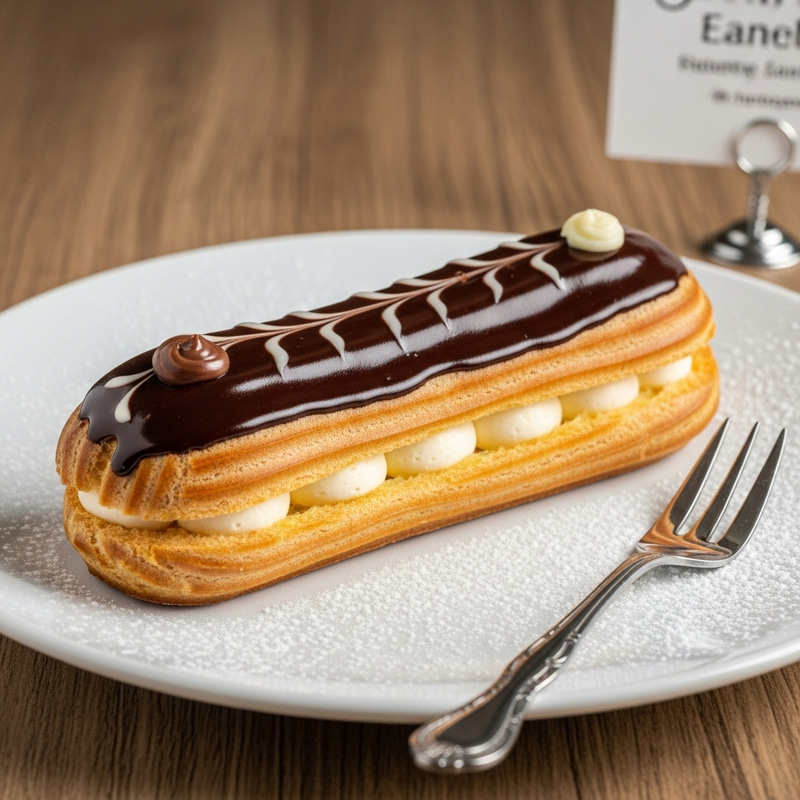 Delicious Eclair | Artful Chocolate-Ganache Drizzled Pastry Dessert