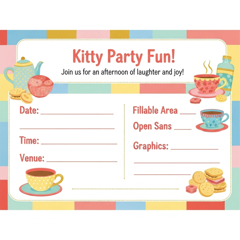 Female Gathering Kitty Party Template: Date, Time, Venue