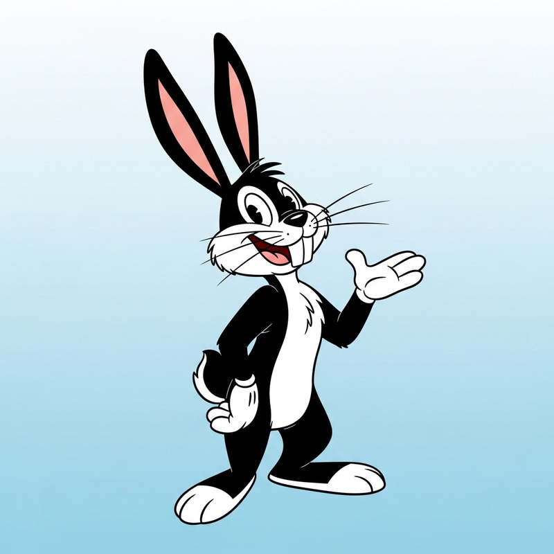Cartoon Rabbit with Black Fur and White Skin Cartoon Rabbit with Black Fur and White Skin