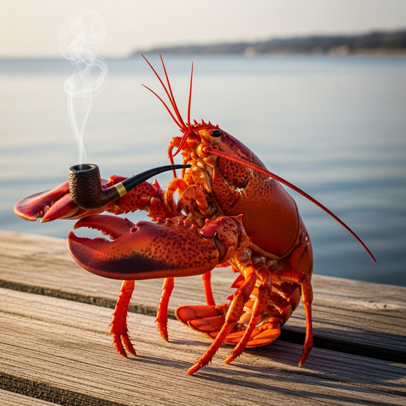 Lobster Smoking a Pipe - Unique Artwork