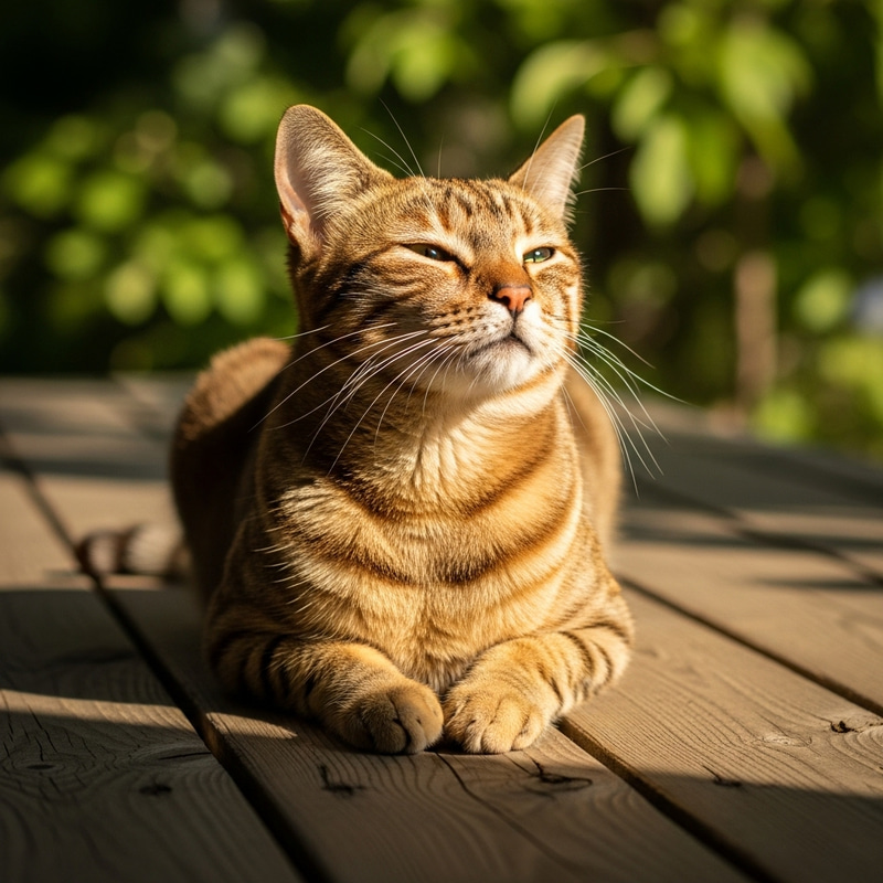 Adorable Short-Haired Cat Resting Outdoors Adorable Short-Haired Cat Resting Outdoors