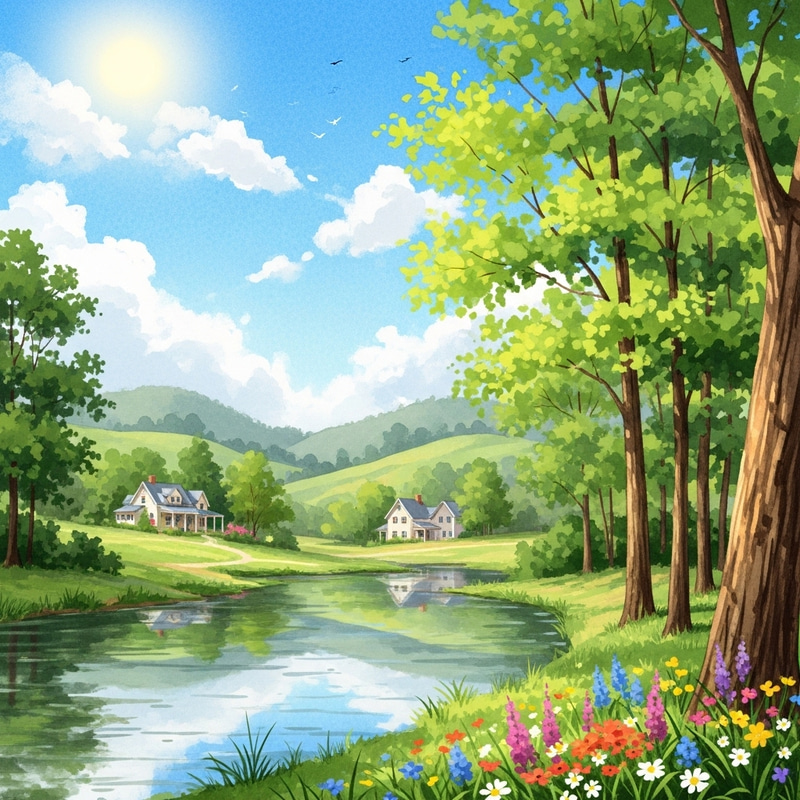 Georgia Watercolor Painting: Serene Landscapes Georgia Watercolor Painting: Serene Landscapes