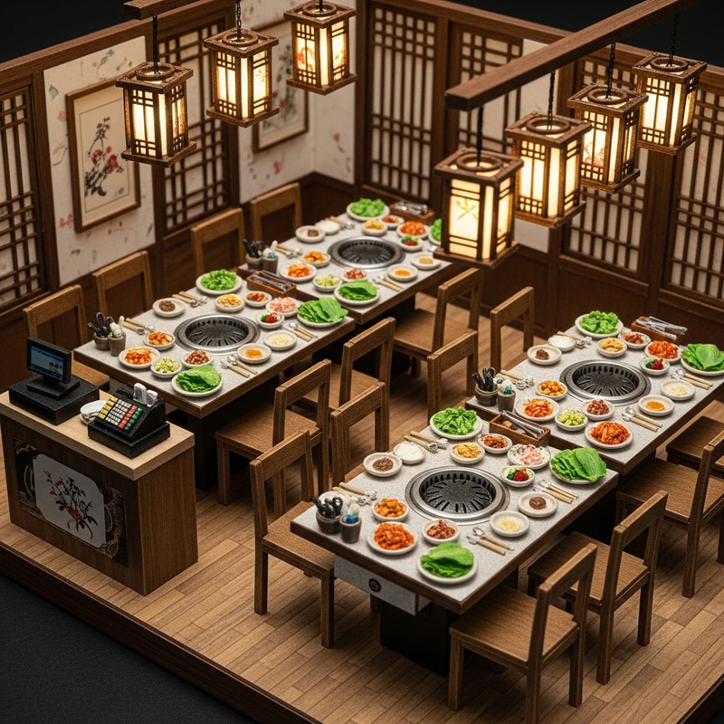 Miniature Traditional Korean BBQ Restaurant Interior Design Miniature Traditional Korean BBQ Restaurant Interior Design