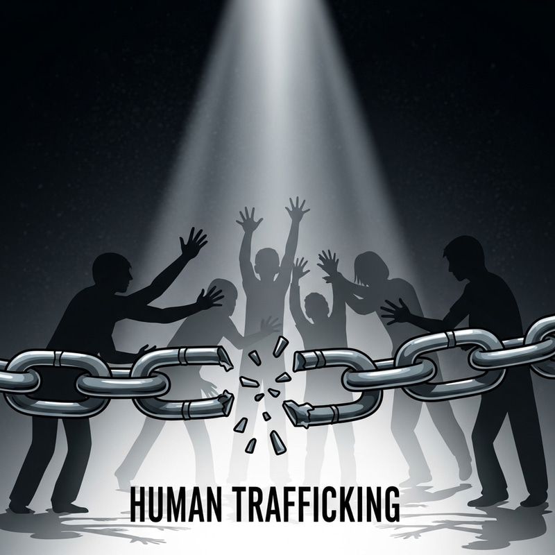 Symbolic Cartoon on Human Trafficking Issue Symbolic Cartoon on Human Trafficking Issue