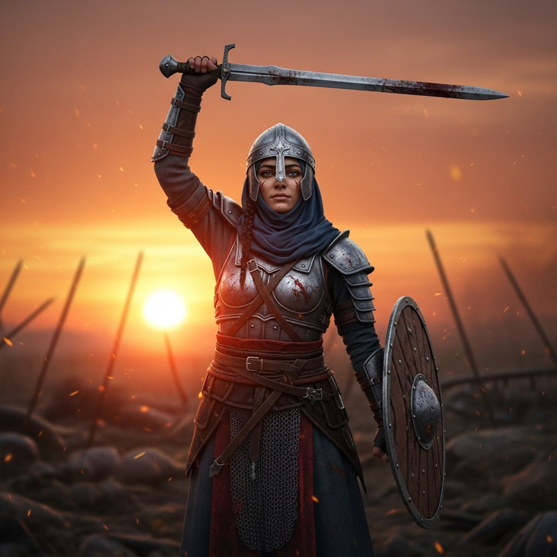 Female Warrior Victory at Sunset Female Warrior Victory at Sunset