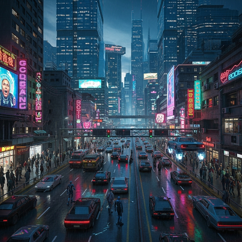 Futuristic Cyberpunk City at Night