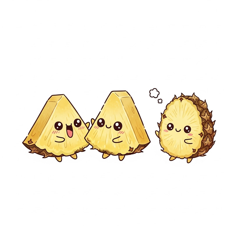 Adorable Kawaii Pineapple Slices Artwork - Cute & Playful Designs Adorable Kawaii Pineapple Slices Artwork - Cute & Playful Designs