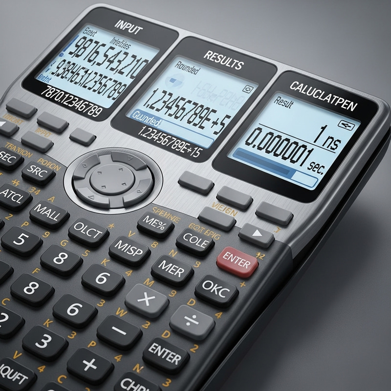 3D Scientific Calculator with Large Screens for Numerical Input and Results