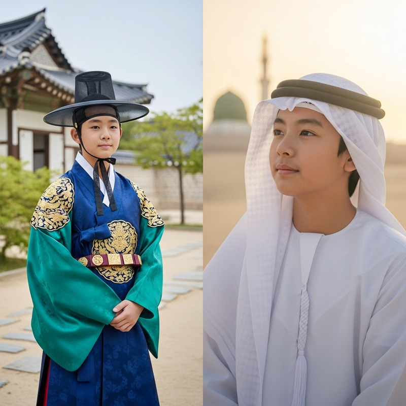 Korean Boy's Traditional to Saudi Arabian Religious Transformation Korean Boy's Traditional to Saudi Arabian Religious Transformation