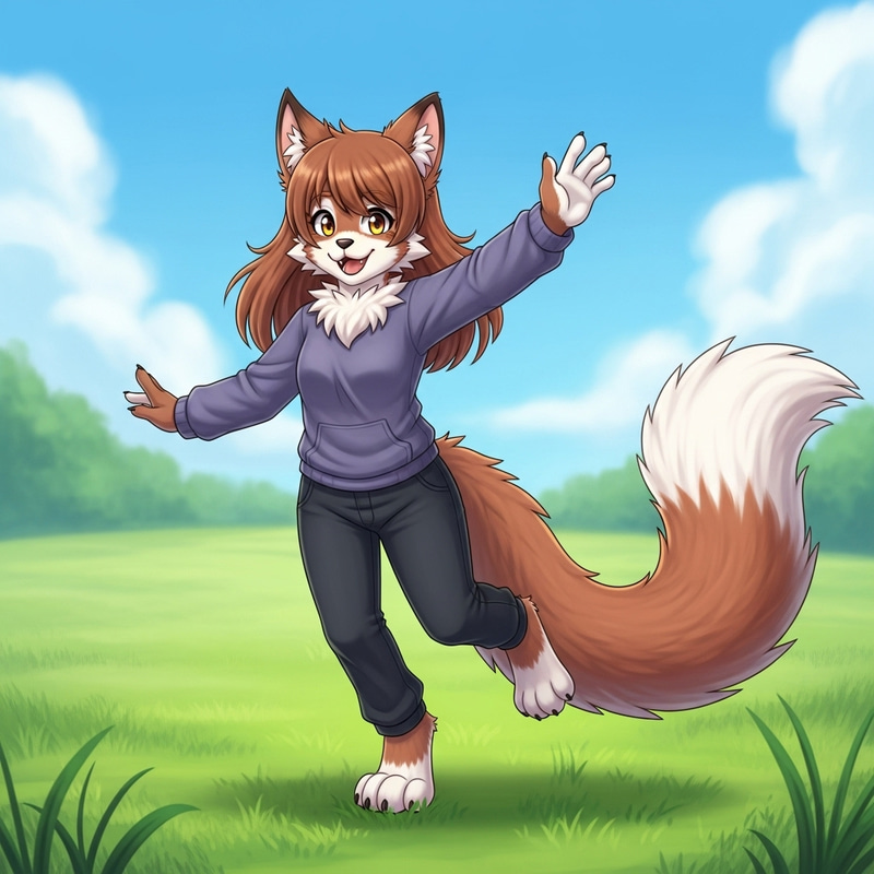 Enfant Fille Furry: Playful Girl Character Illustration Enfant Fille Furry: Playful Girl Character Illustration